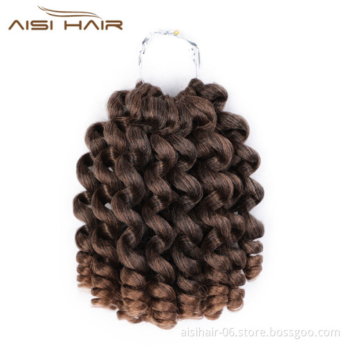 Aisi Hair 8 Inch Multi Color Jumpy Wand Curly Crochet Braids Jamaican Bounce Synthetic Crochet Hair Extension For Black Women
